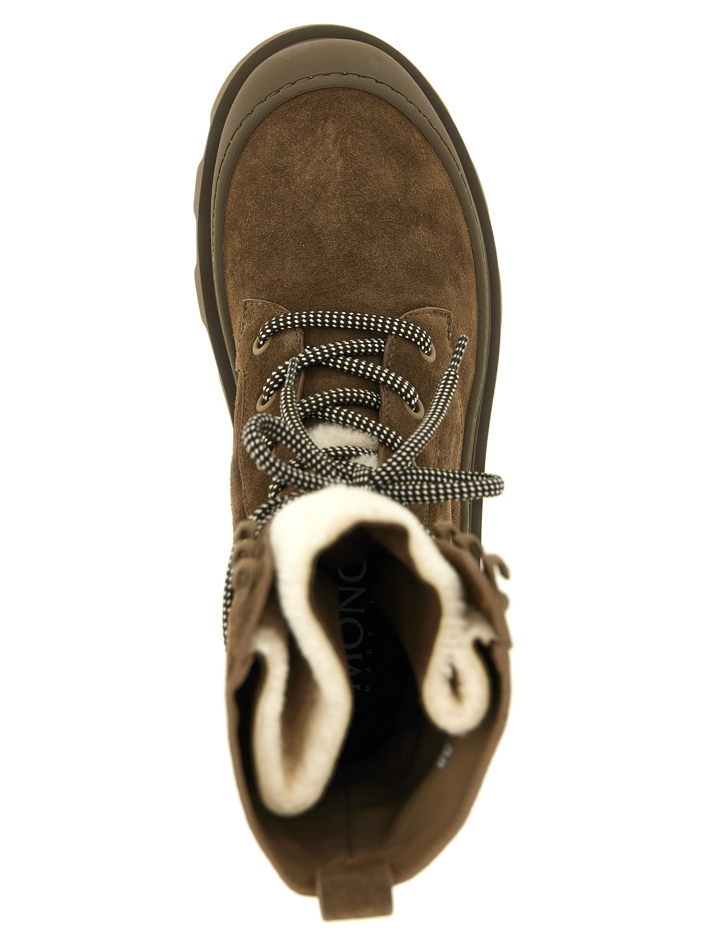 Botas Moncler Vera High de Piel Marrón con Cordones