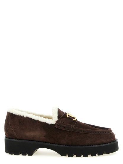 Brown Valentino Garavani Calfskin Slip-On Loafers