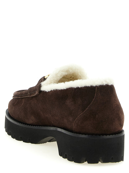Brown Valentino Garavani Calfskin Slip-On Loafers