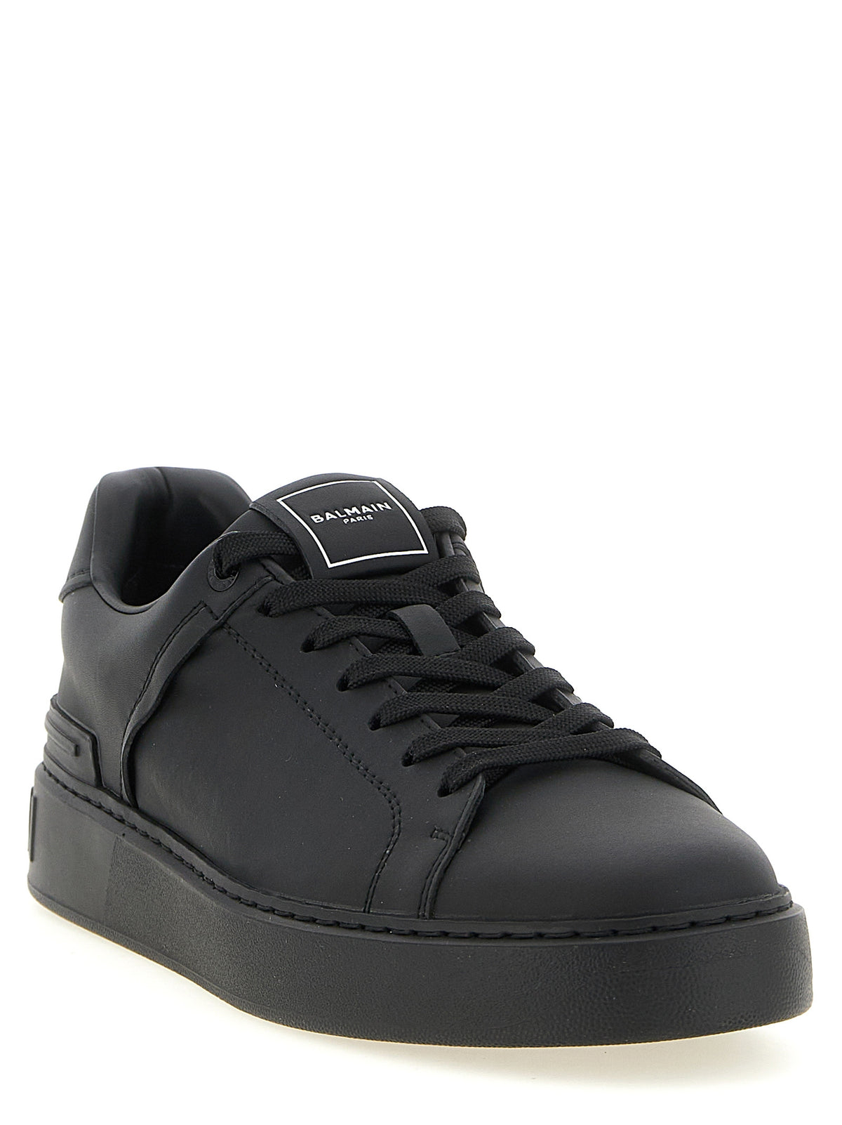 Baskets Balmain B-Court Basses en Cuir de Veau Noir