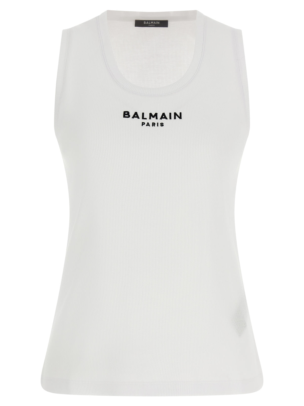 Balmain Camiseta Sin Mangas De Algodón Blanca - Estructura Natural