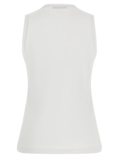 Balmain Camiseta Sin Mangas De Algodón Blanca - Estructura Natural