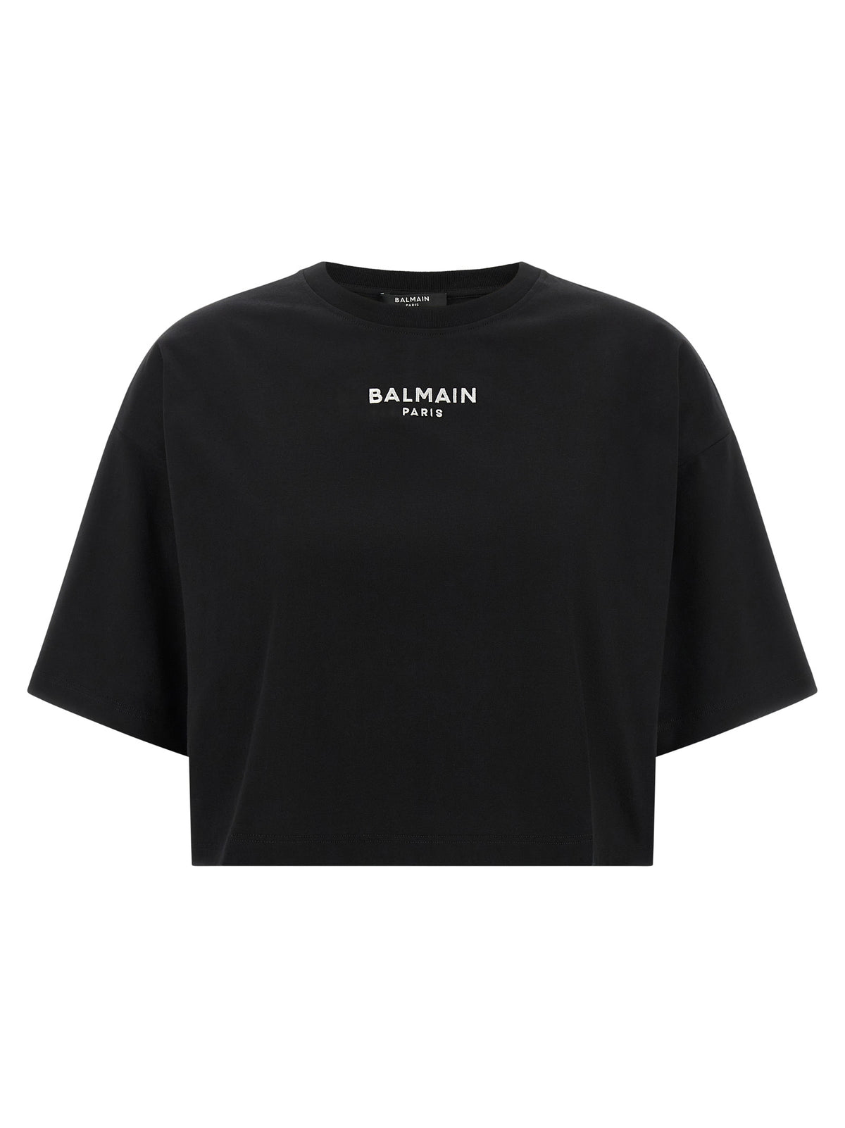 T-shirt en coton noir à découpes Balmain