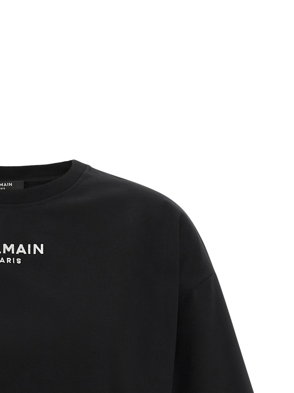 T-shirt en coton noir à découpes Balmain