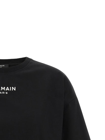 T-shirt en coton noir à découpes Balmain