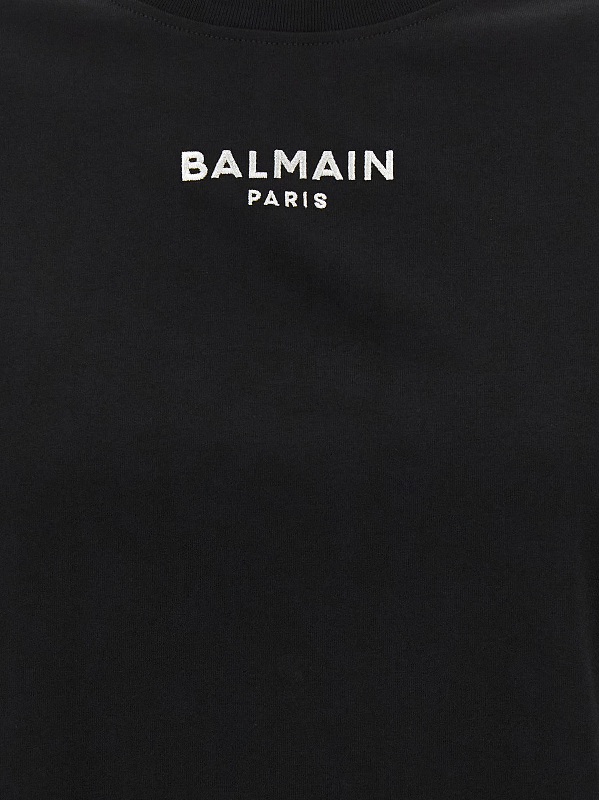T-shirt en coton noir à découpes Balmain