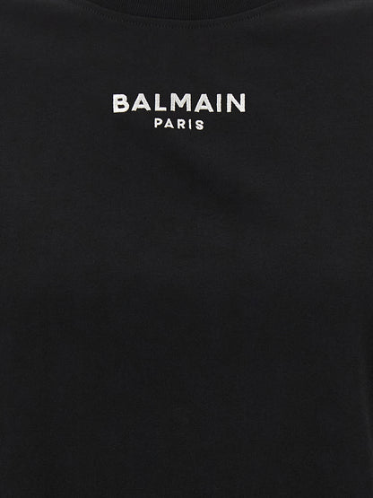 T-shirt en coton noir à découpes Balmain