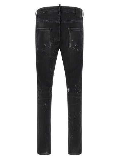 Dsquared² Slim Fit Black Cotton Dark Wash Jeans