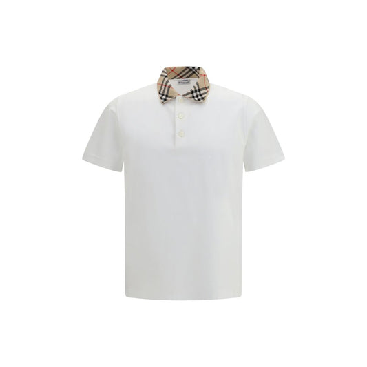 Camisa Polo De Algodón Blanco Burberry - Confección Ligera