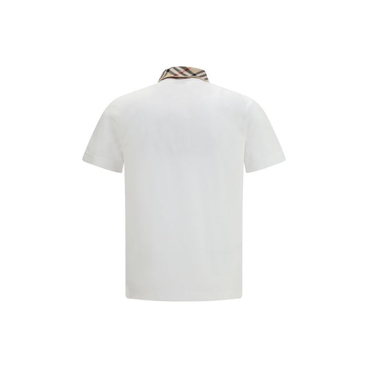 Camisa Polo De Algodón Blanco Burberry - Confección Ligera