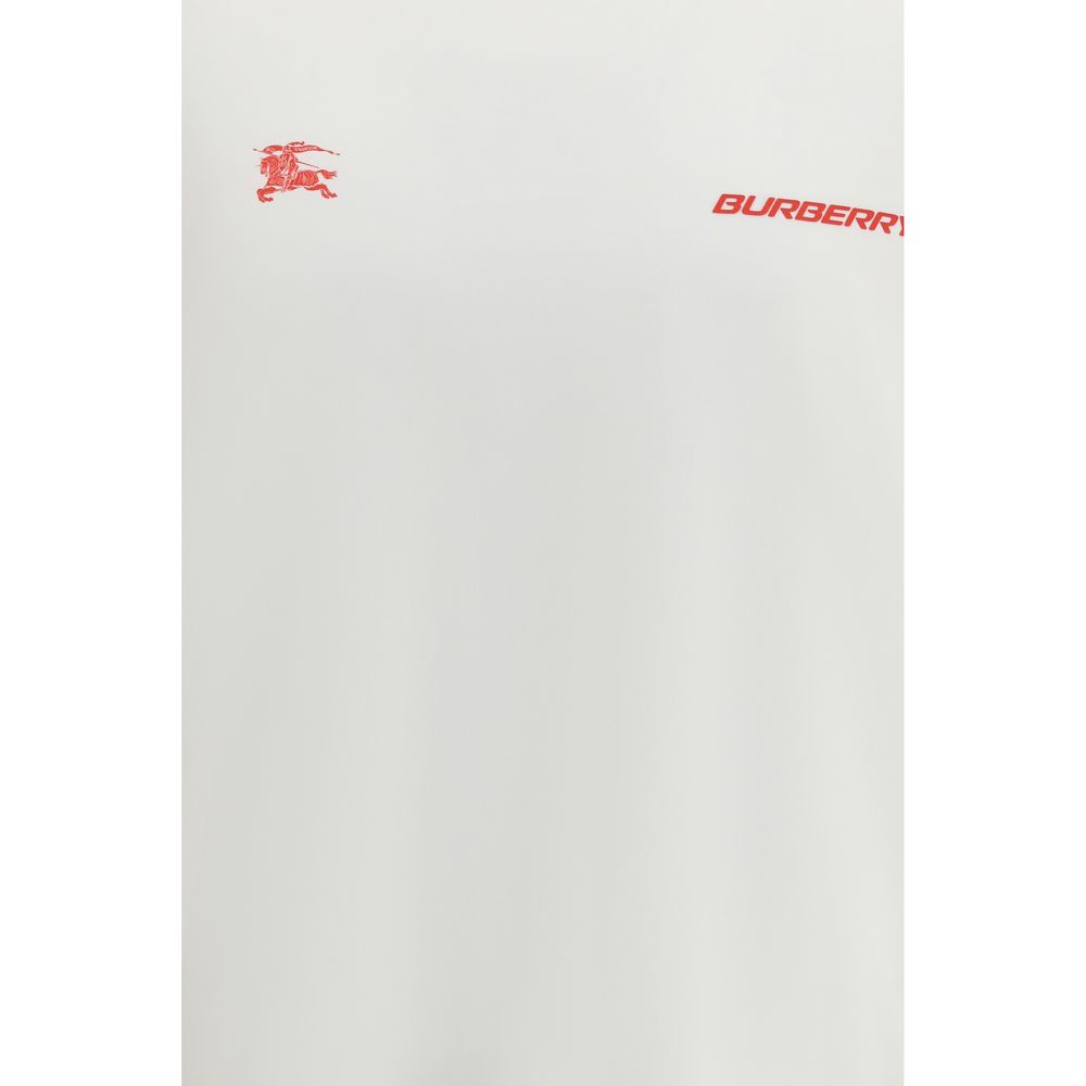 Burberry Jersey Blanco De Algodon Con Acabado Deportivo