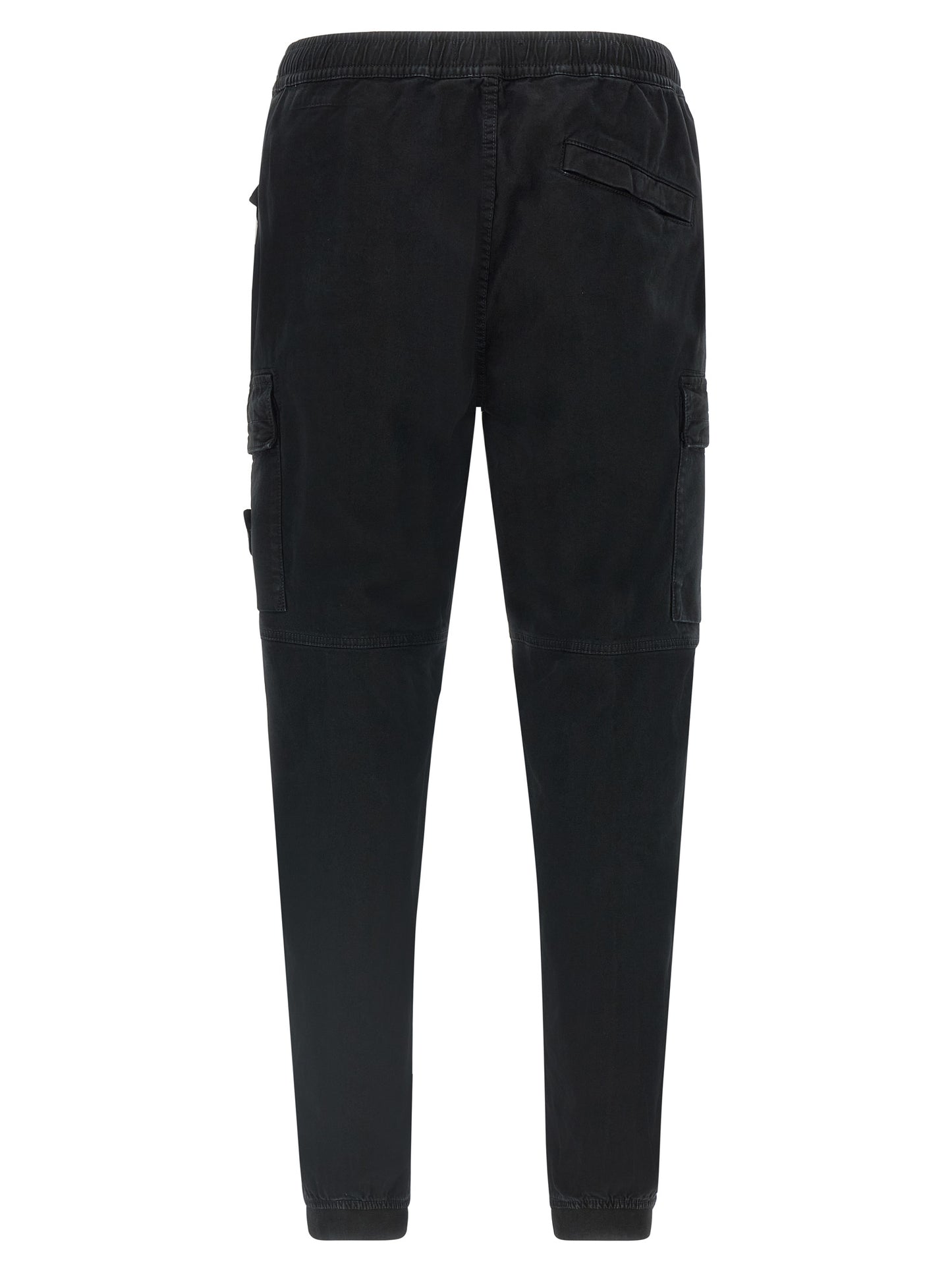 Stone Island Pantalón Cargo Negro De Algodón Con Cintura Elástica
