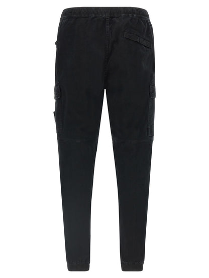 Stone Island Pantalón Cargo Negro De Algodón Con Cintura Elástica