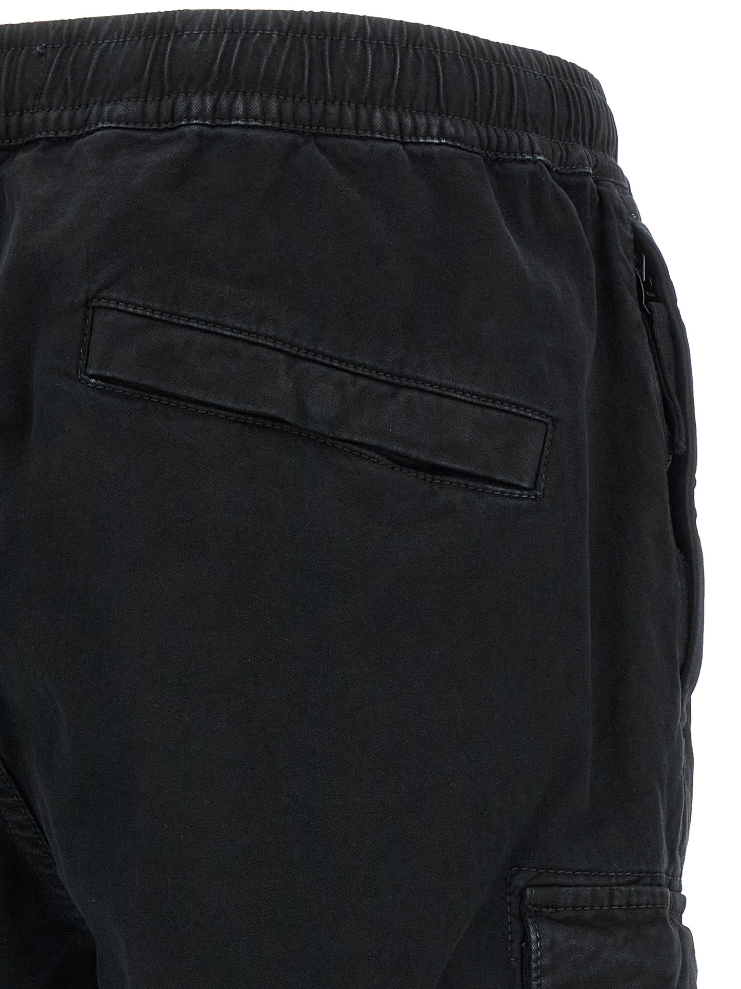 Stone Island Pantalón Cargo Negro De Algodón Con Cintura Elástica