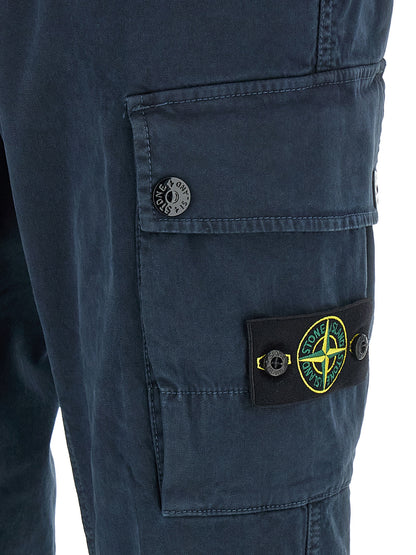 Pantalones Cargo Stone Island De Algodón Elástico Azul