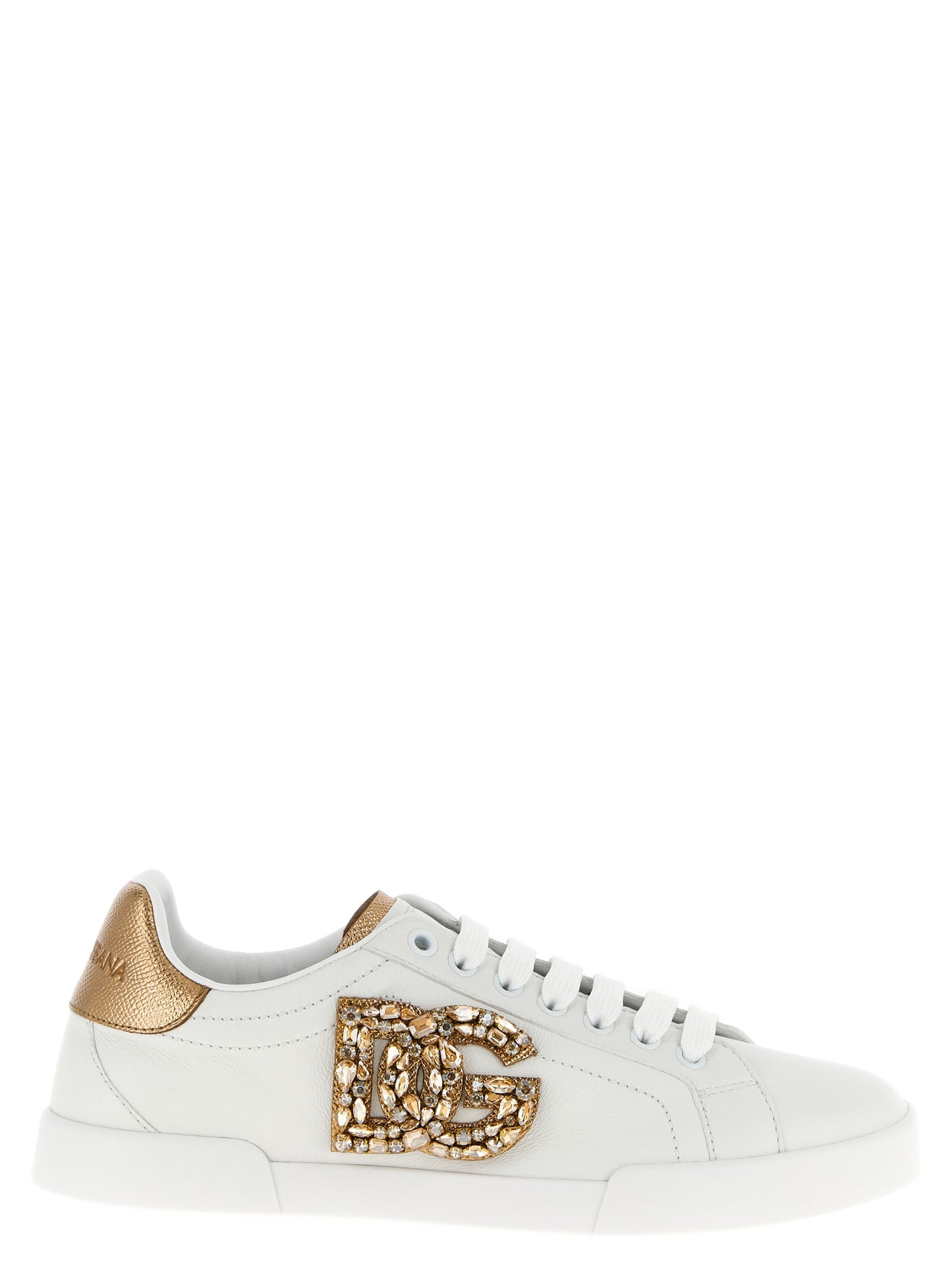 Dolce & Gabbana Baskets basses en cuir de veau doré