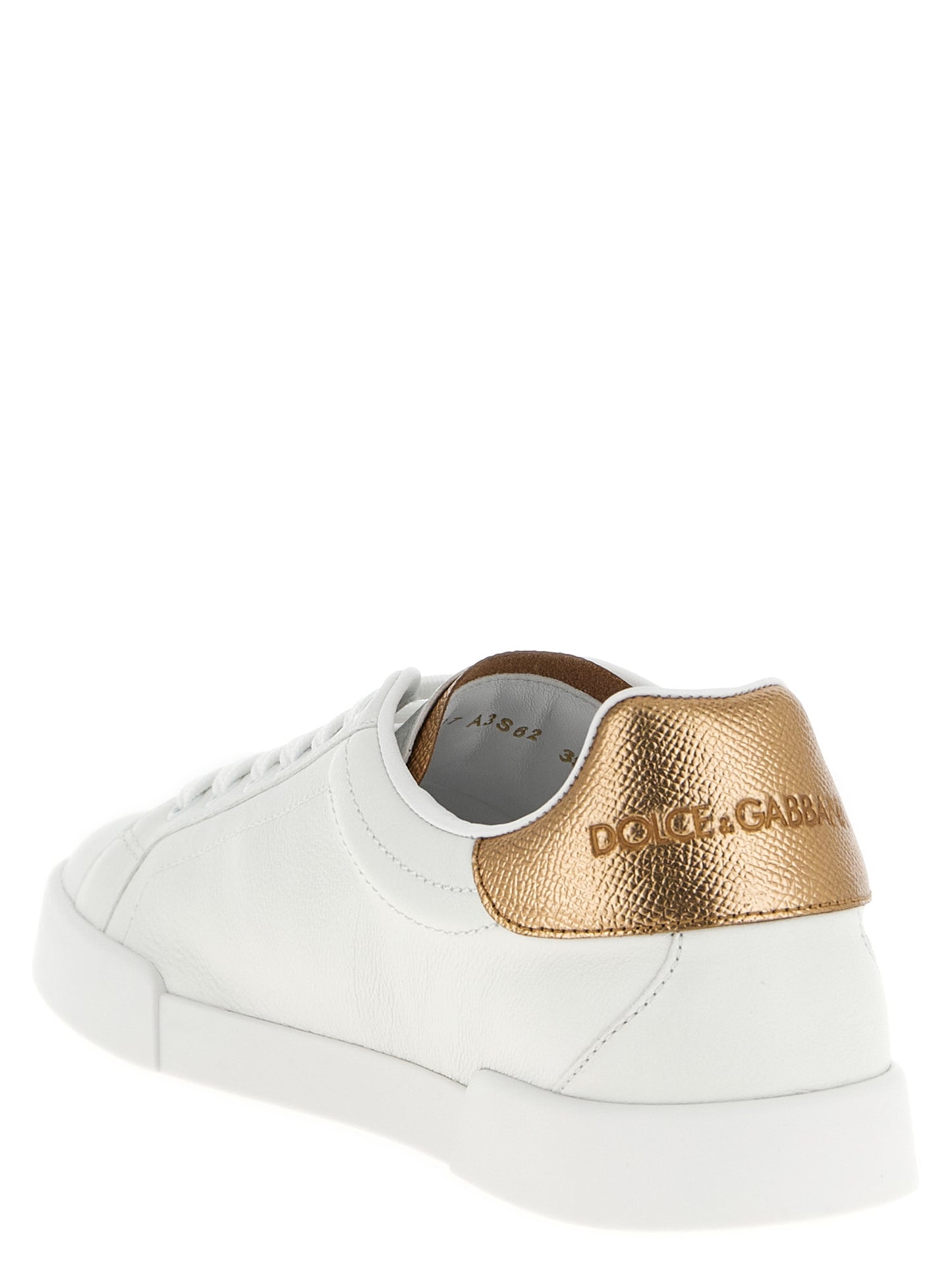 Dolce & Gabbana Baskets basses en cuir de veau doré