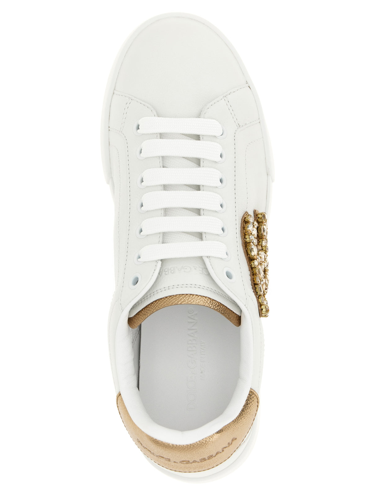 Dolce & Gabbana Baskets basses en cuir de veau doré