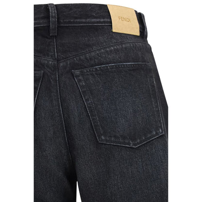 Jean Fendi en coton à coupe droite teinte noire