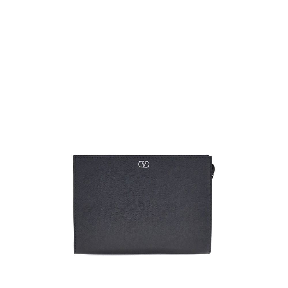 Valentino Garavani Black Calfskin Leather Wallet Bos Taurus