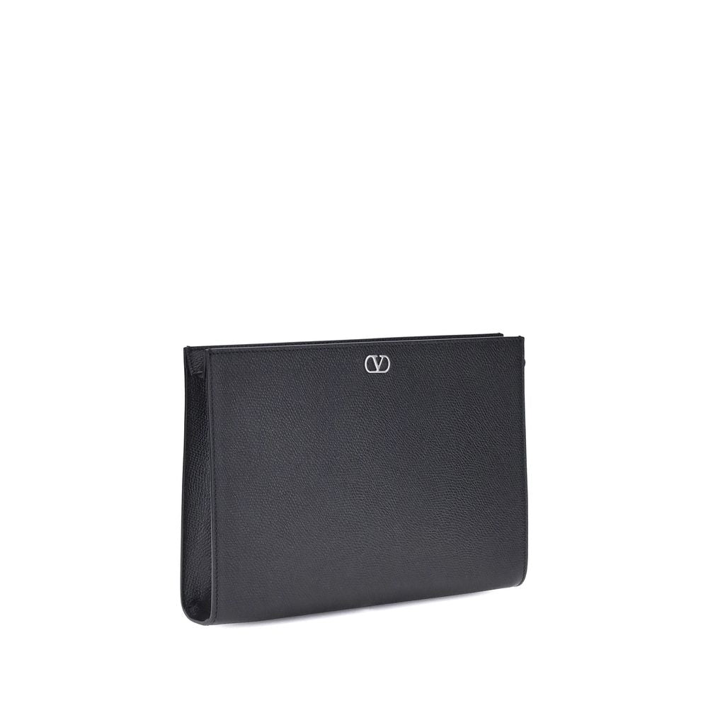 Valentino Garavani Black Calfskin Leather Wallet Bos Taurus