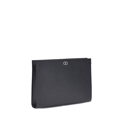 Valentino Garavani Black Calfskin Leather Wallet Bos Taurus