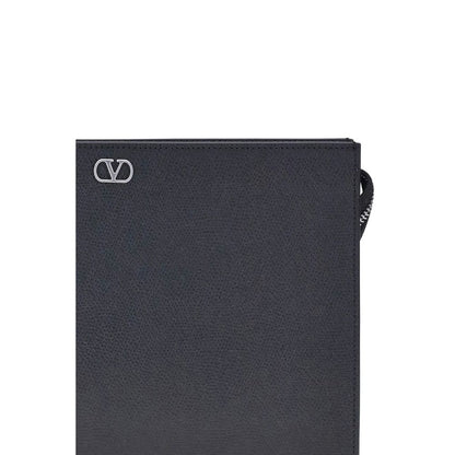 Valentino Garavani Black Calfskin Leather Wallet Bos Taurus
