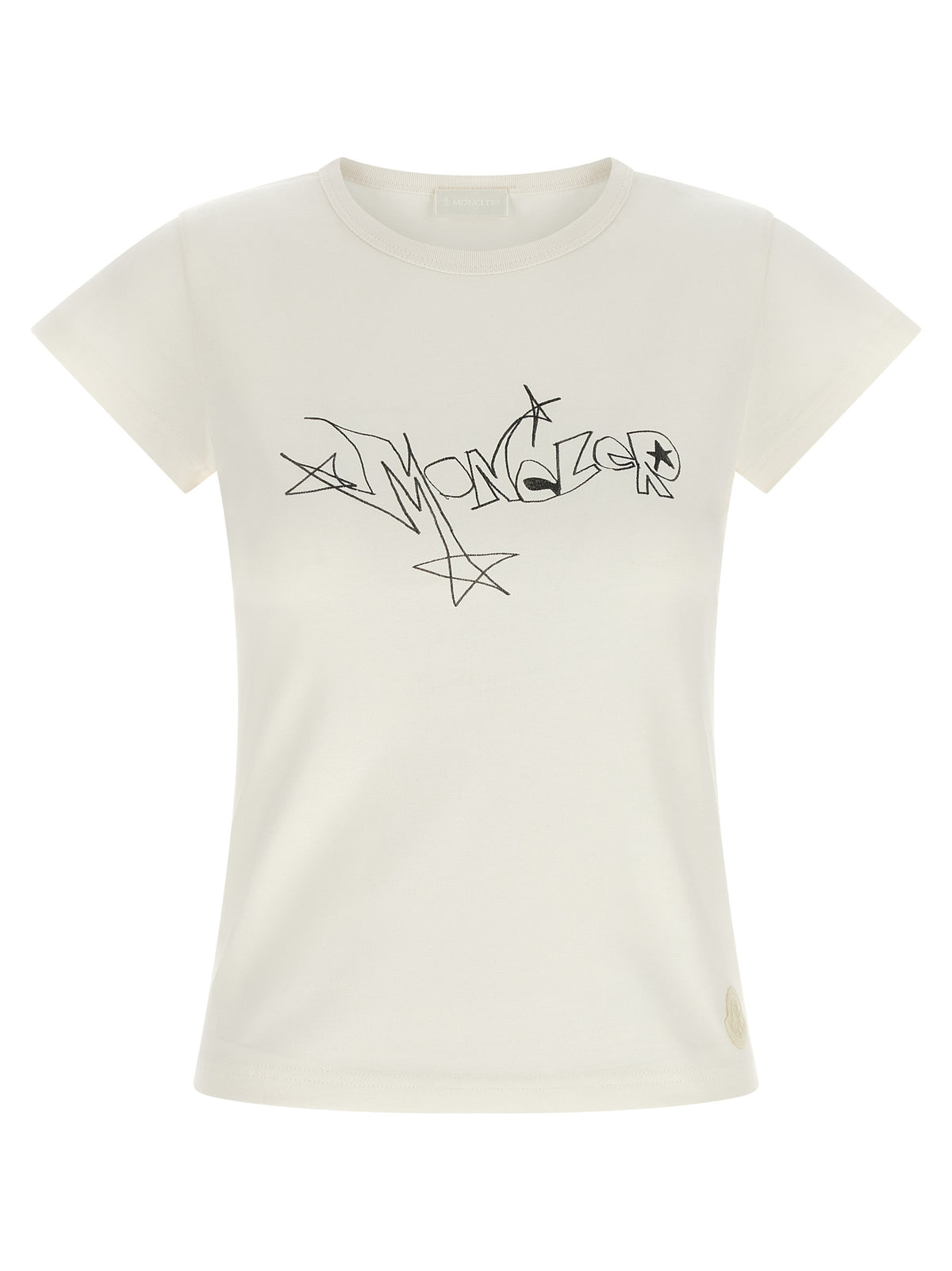 T-shirt Moncler en coton blanc avec imprimé graffiti