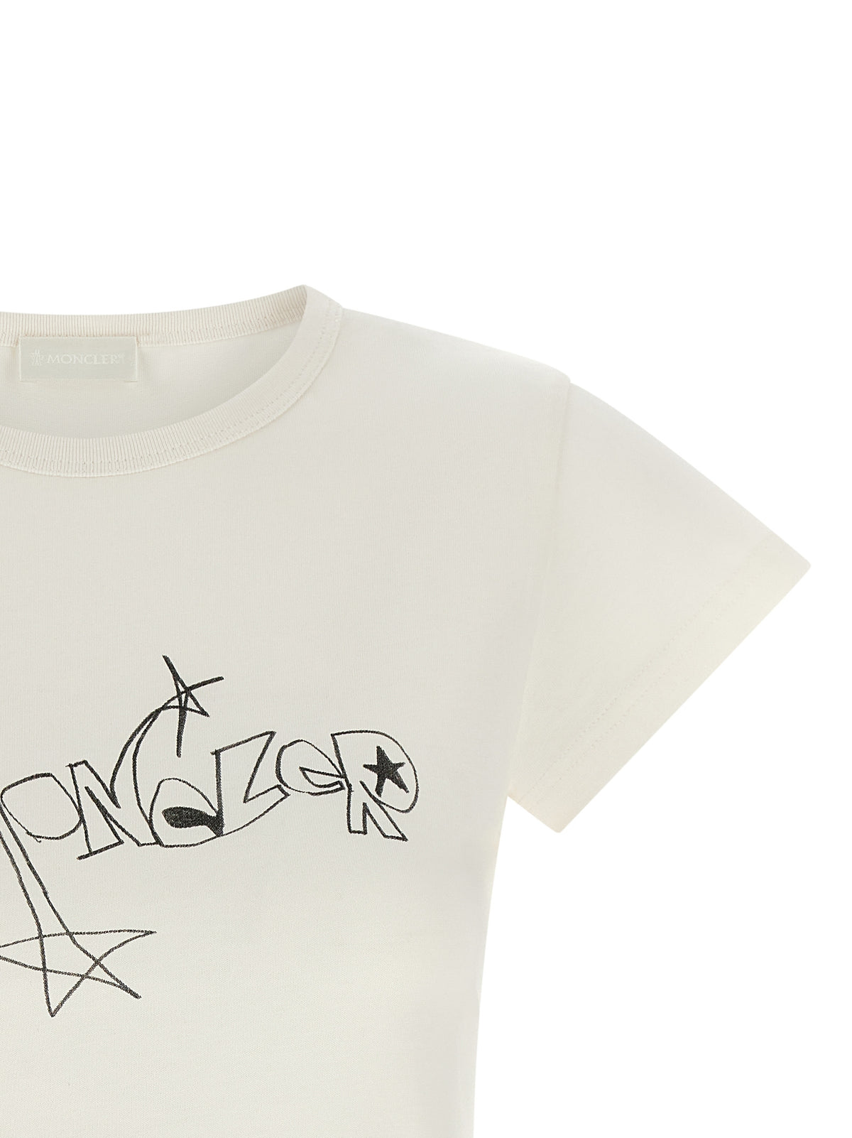 T-shirt Moncler en coton blanc avec imprimé graffiti