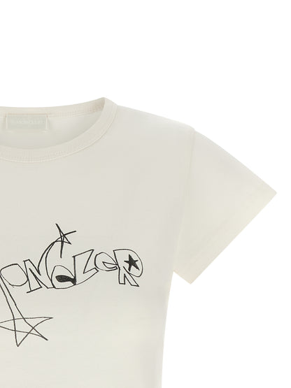 T-shirt Moncler en coton blanc avec imprimé graffiti