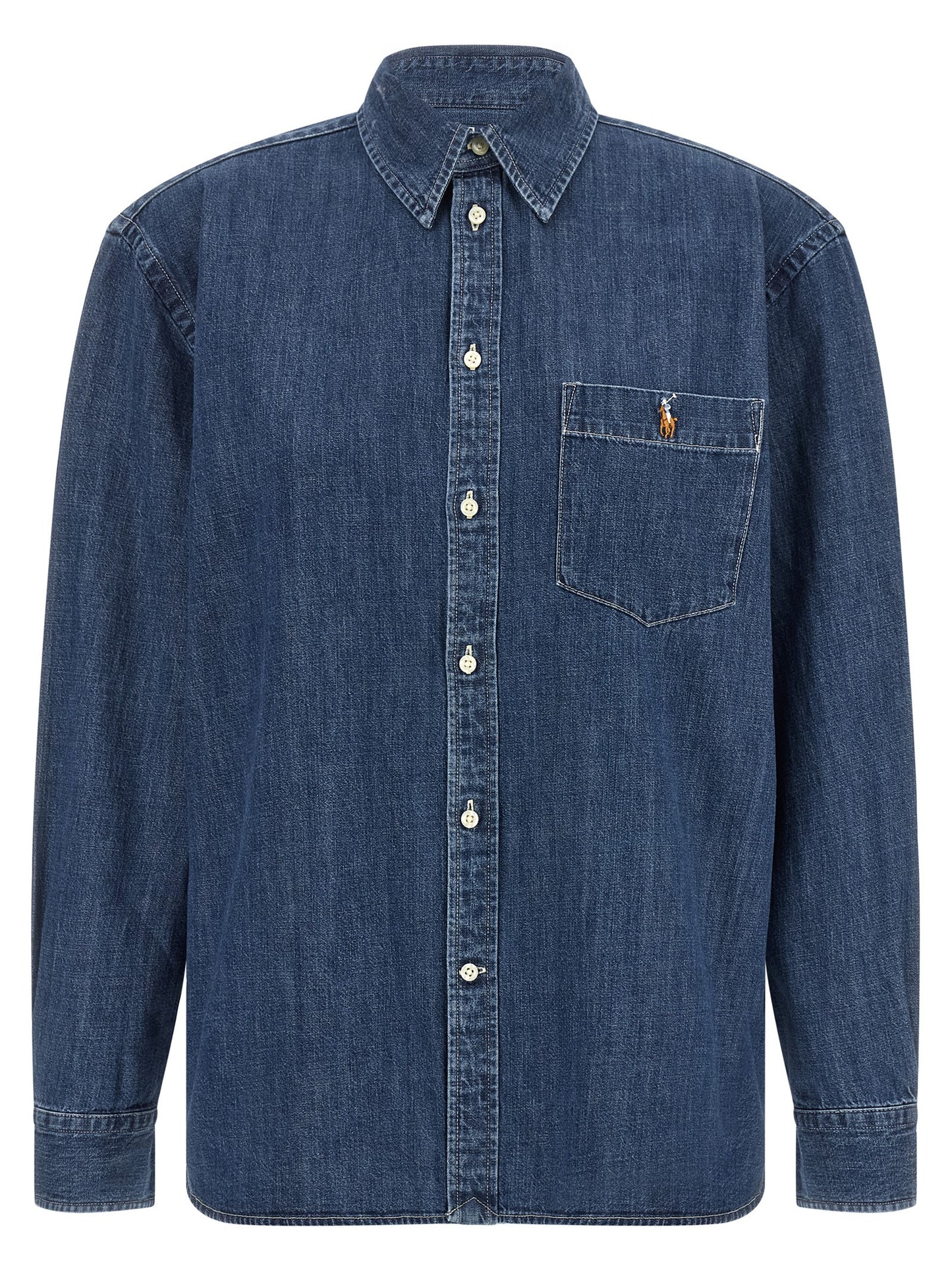 Polo Ralph Lauren chemisier en coton bleu, coupe structurée