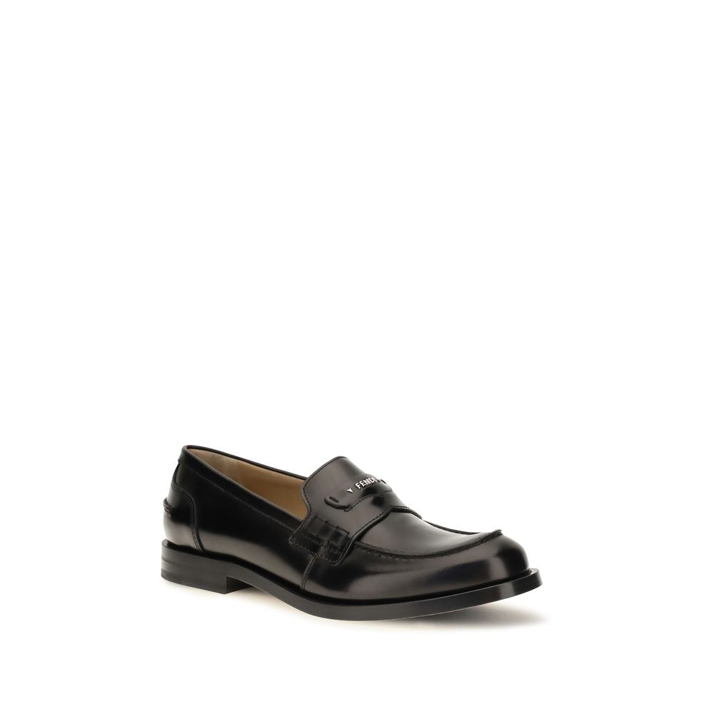 Fendi Mocasines Slip-On De Cuero De Ternera Negro Modelo Bos Taurus