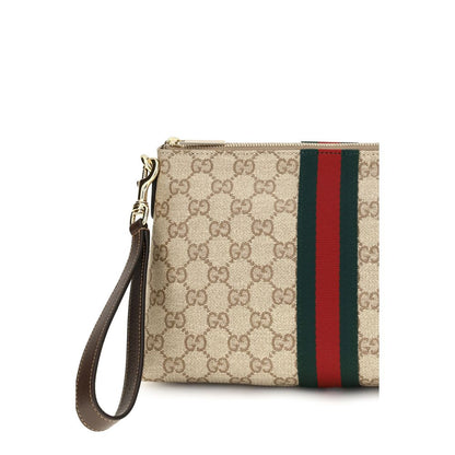 Sac À Main En Toile Beige Gucci À Bandes Toile GG