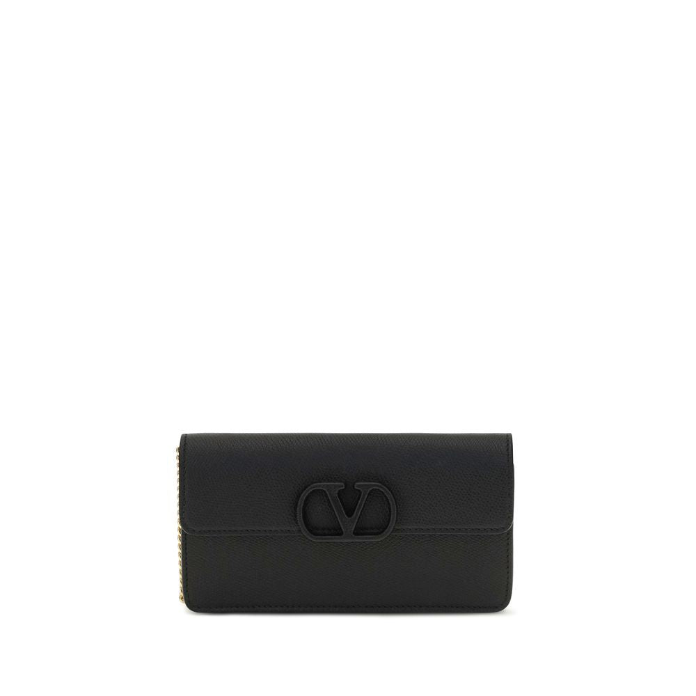 Valentino Garavani Black Calf Leather Wallet Bos Taurus