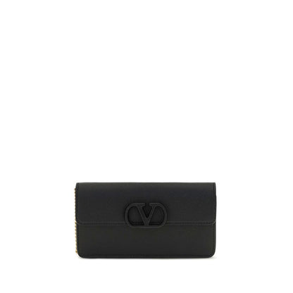 Valentino Garavani Black Calf Leather Wallet Bos Taurus