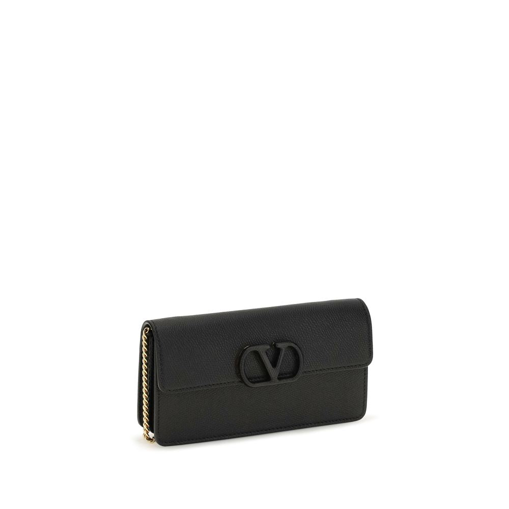 Valentino Garavani Black Calf Leather Wallet Bos Taurus