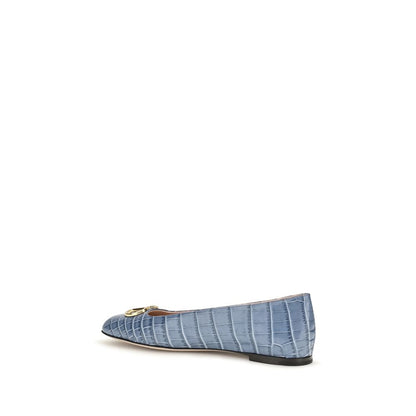 Ballerines Valentino Garavani En Cuir De Veau Bleu Bos Taurus