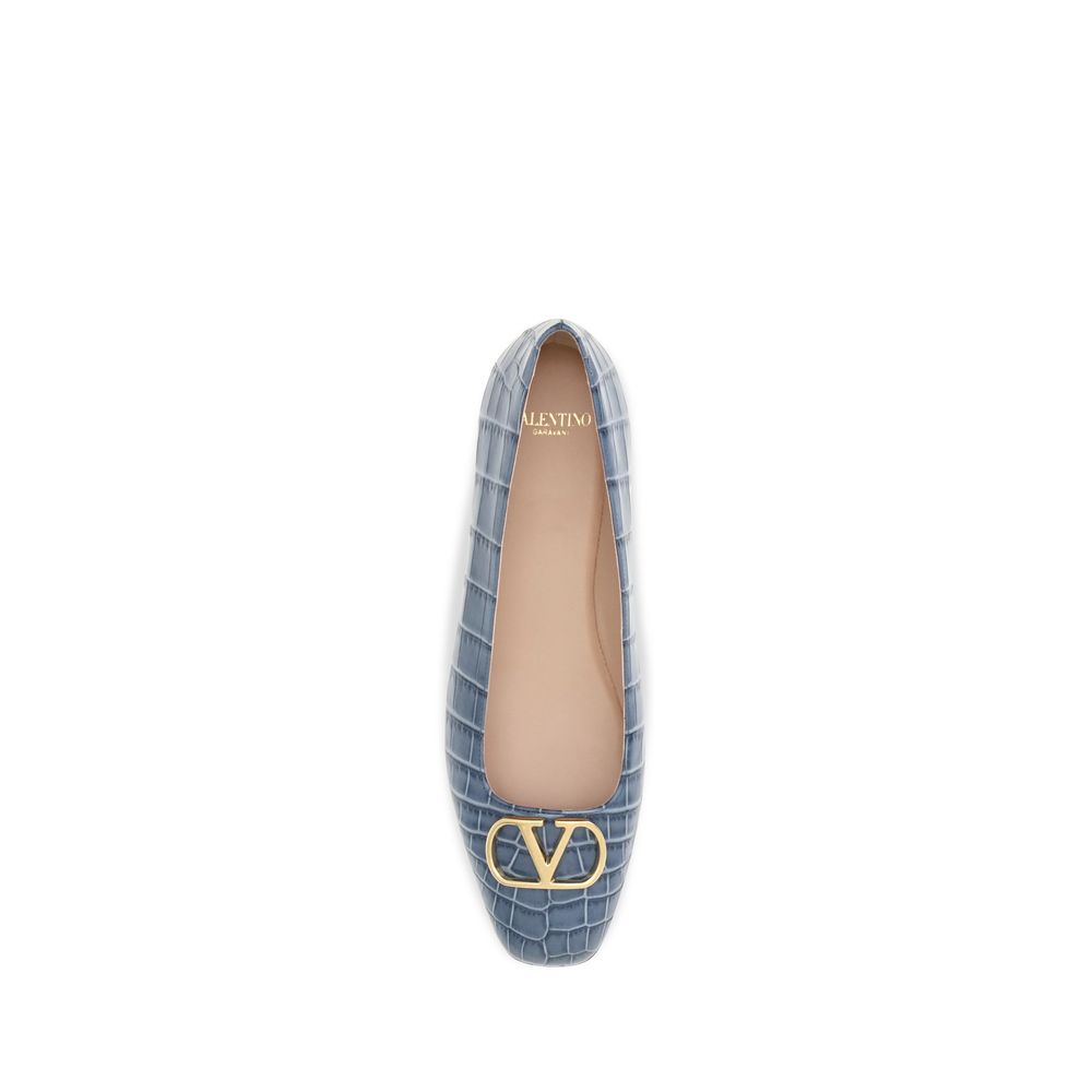 Ballerines Valentino Garavani En Cuir De Veau Bleu Bos Taurus