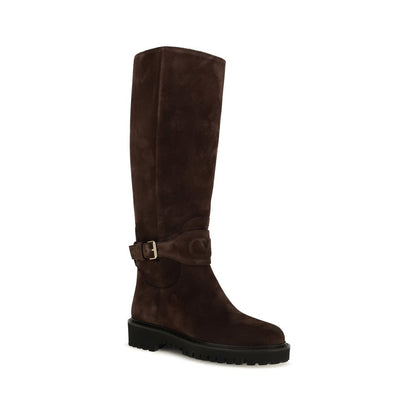 Valentino Garavani Botas Planas De Ante - Corte Alto