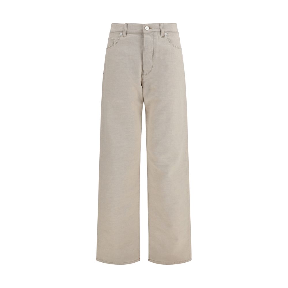 Vaqueros De Algodon Fendi En Tono Beige Estilo Denim