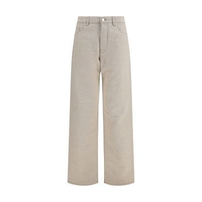 Vaqueros De Algodon Fendi En Tono Beige Estilo Denim