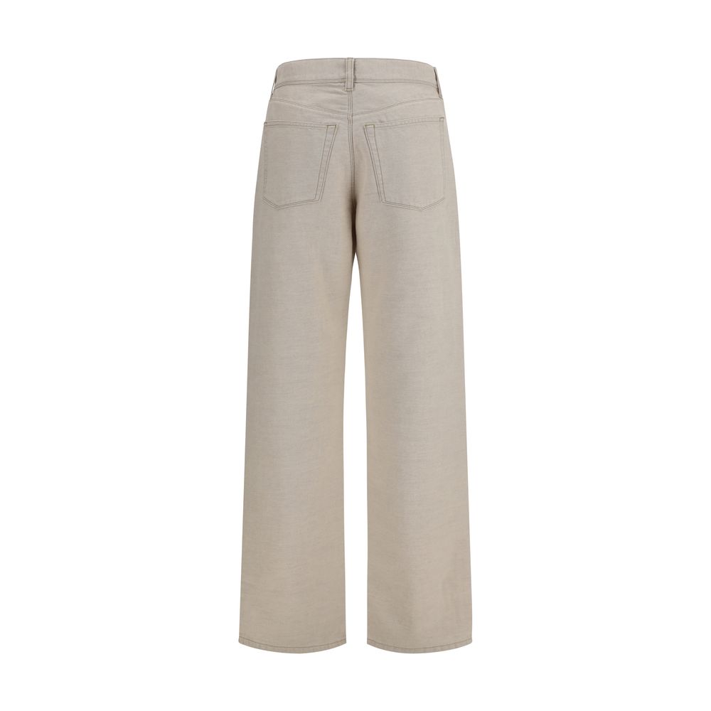 Vaqueros De Algodon Fendi En Tono Beige Estilo Denim