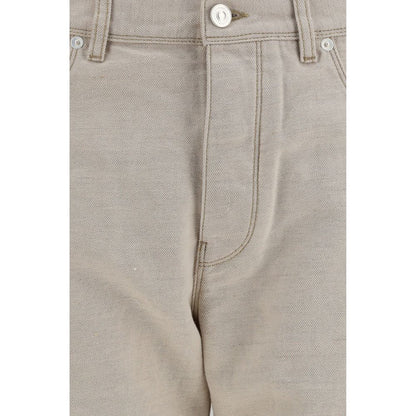 Vaqueros De Algodon Fendi En Tono Beige Estilo Denim