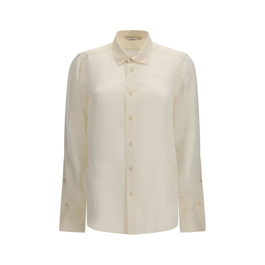 Camisa Fendi De Seda Beige Ajuste Regular Jacquard