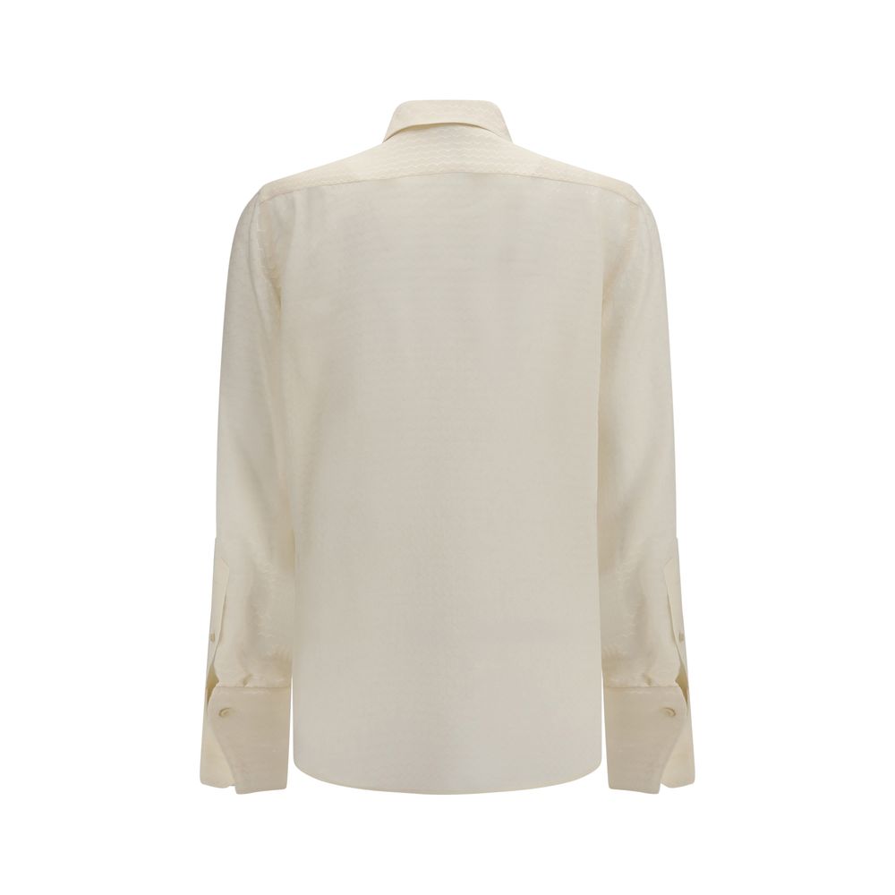 Chemise Fendi en soie beige, coupe droite, jacquard