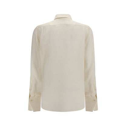Chemise Fendi en soie beige, coupe droite, jacquard