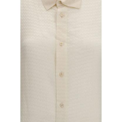 Chemise Fendi en soie beige, coupe droite, jacquard
