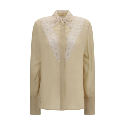 Camisa De Vestir Fendi De Seda En Tono Beige Clásico