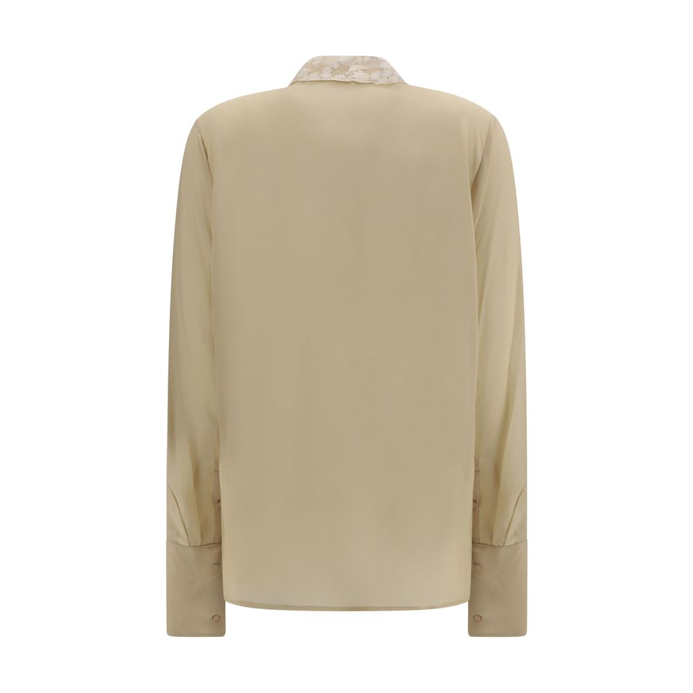 Camisa De Vestir Fendi De Seda En Tono Beige Clásico