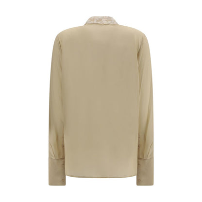Camisa De Vestir Fendi De Seda En Tono Beige Clásico